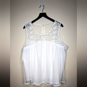 Maurices Tank Top White Sheer Polka Dot
